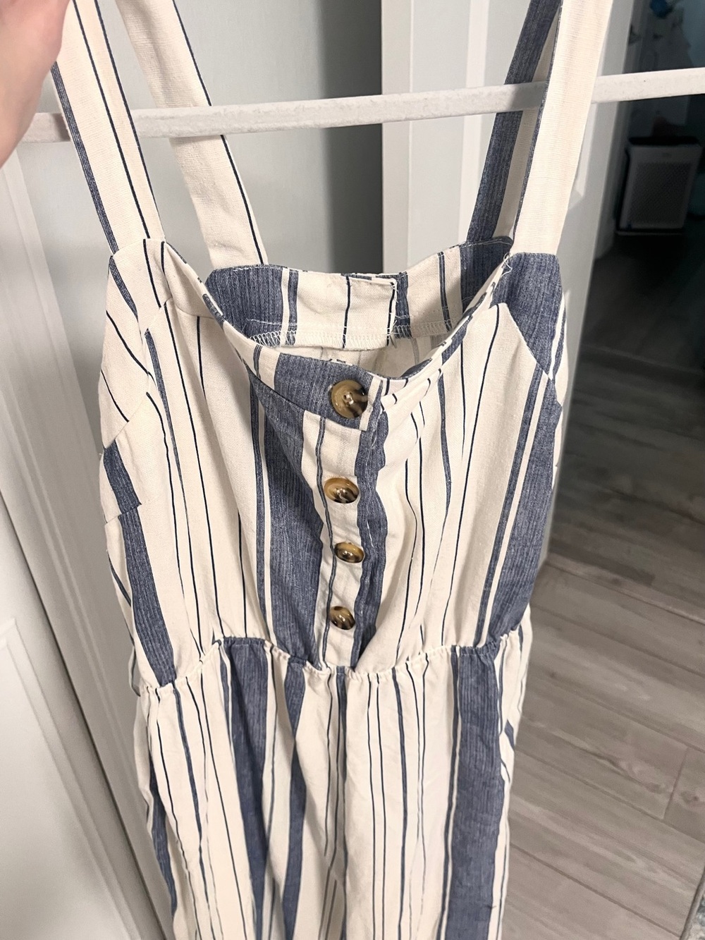 striped linen pant romper
